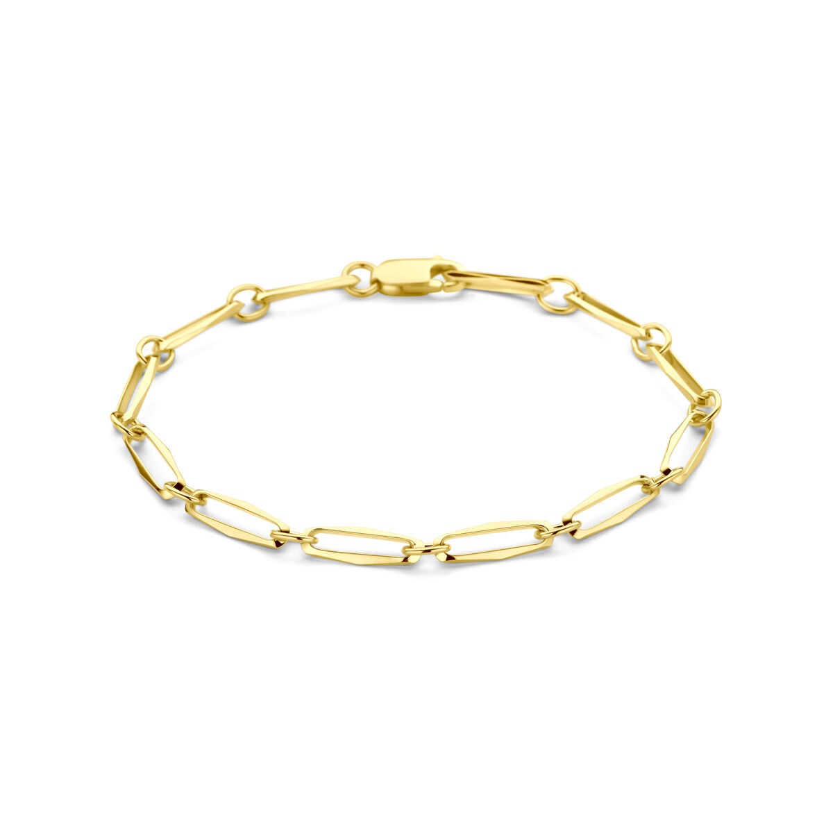 Pulsera de 14 quilates en oro amarillo con eslabones cerrados de 4.5 mm.