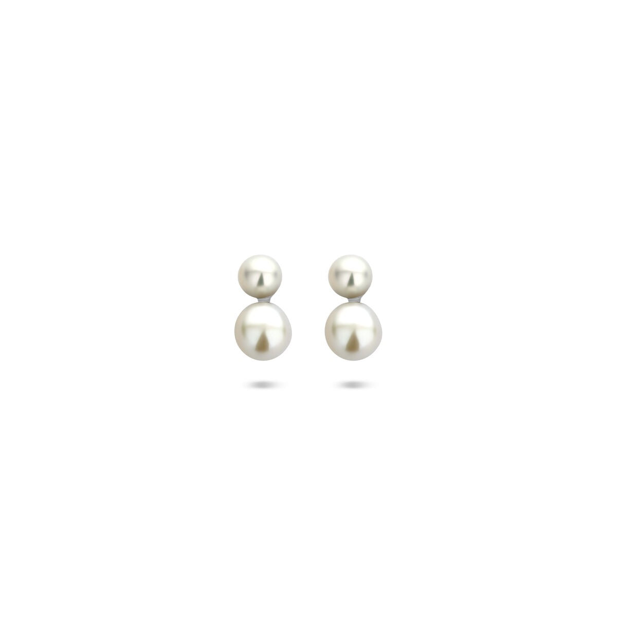 Pendientes de primera puesta de plata 925 con perlas, en forma de dos esferas.