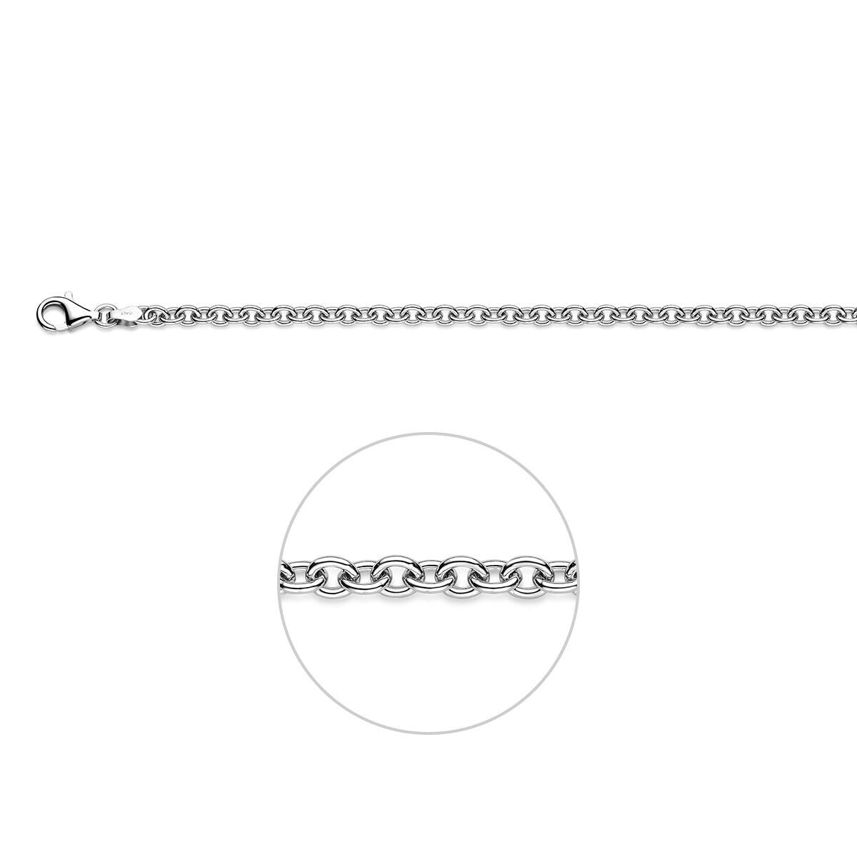Pulsera de ancla de plata 925 con acabado en rodio, con eslabones redondos y cierre de langosta.