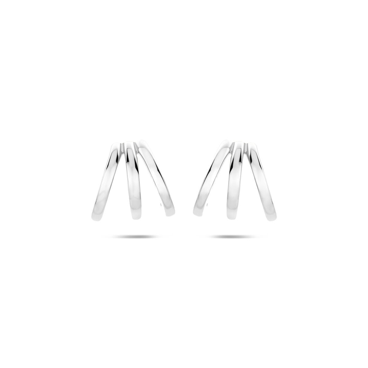 Pendientes de aro de plata de ley 925 con diseño de múltiples bandas.