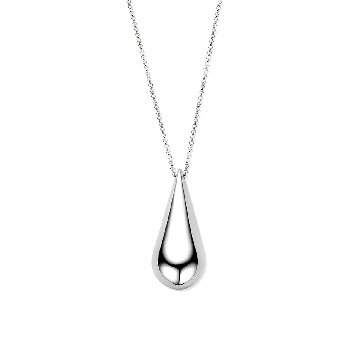 Collar de plata rodiada 925 con colgante en forma de gota, longitud de 42 + 5 cm.