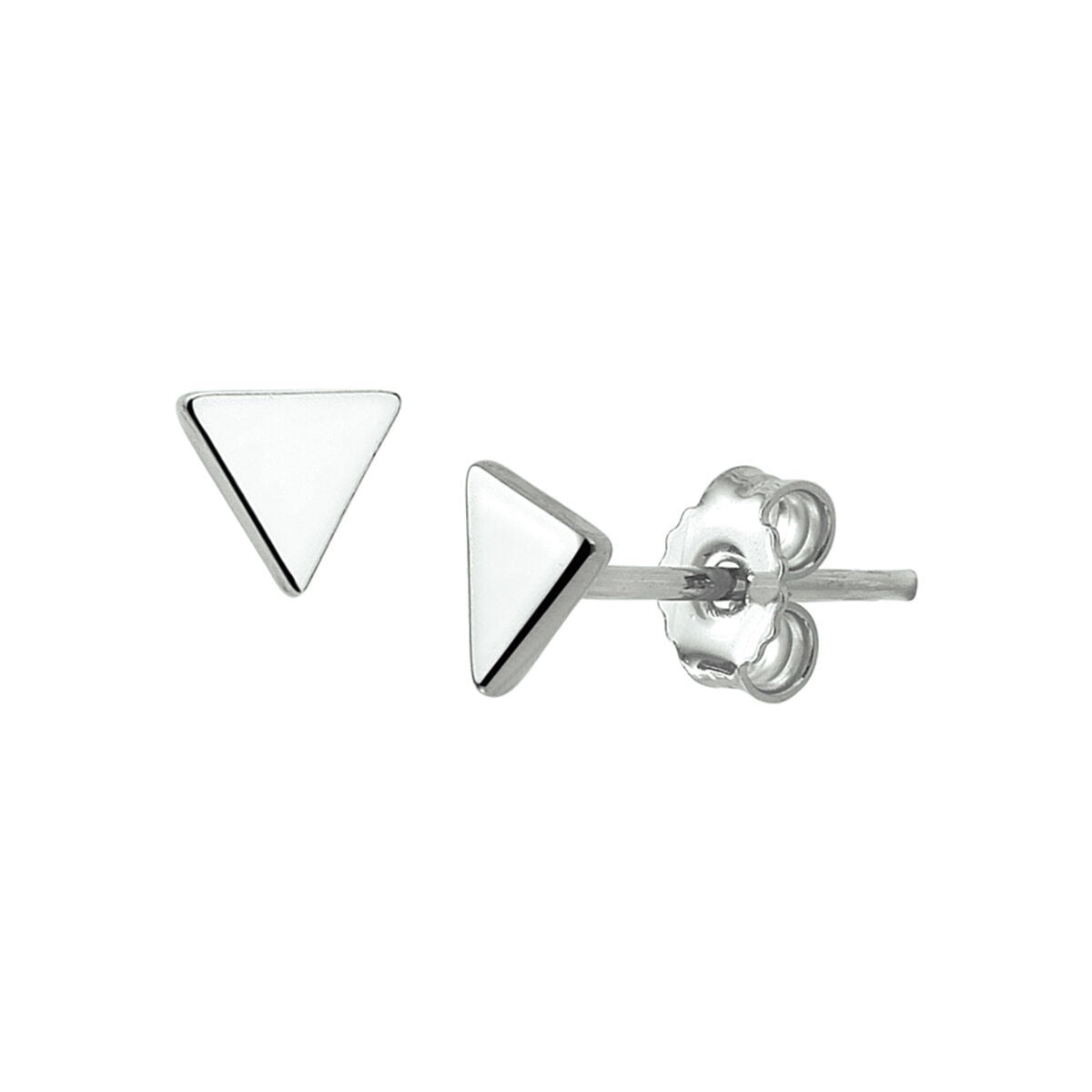 Pendientes de triángulo plateados, con acabado rodiado, de 5.5 mm.