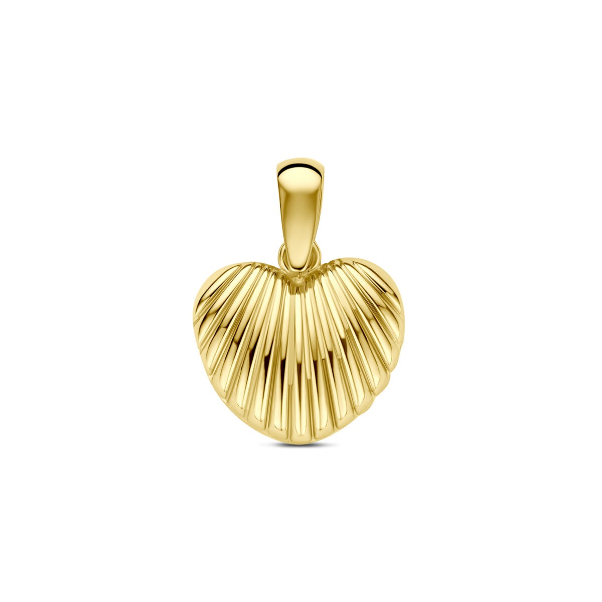 Colgante de corazón de oro amarillo de 14 quilates con diseño estriado.
