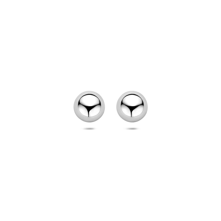 pendientes de botón media esfera plata rodiada