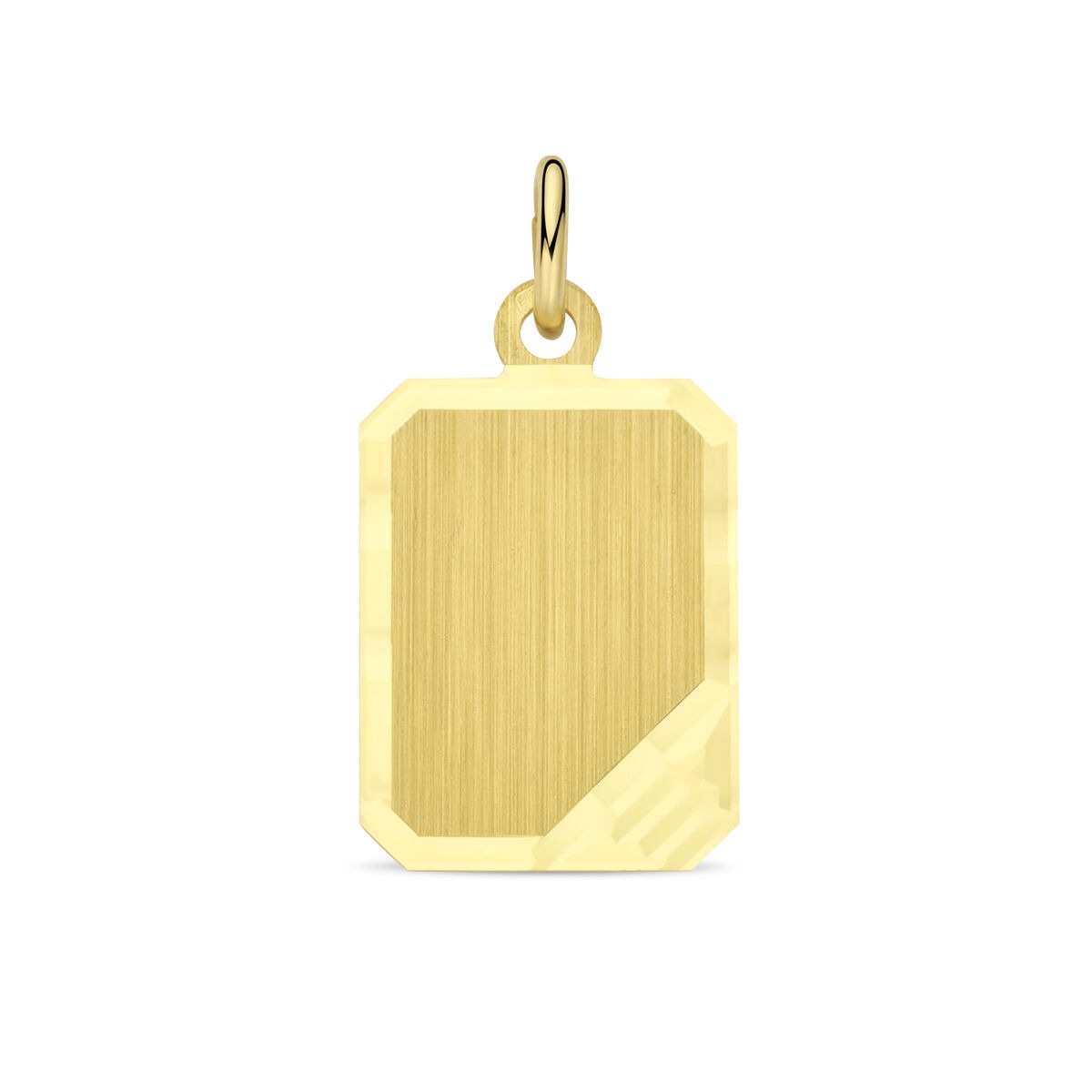 Colgante rectangular de oro amarillo de 9 quilates con acabado cepillado.