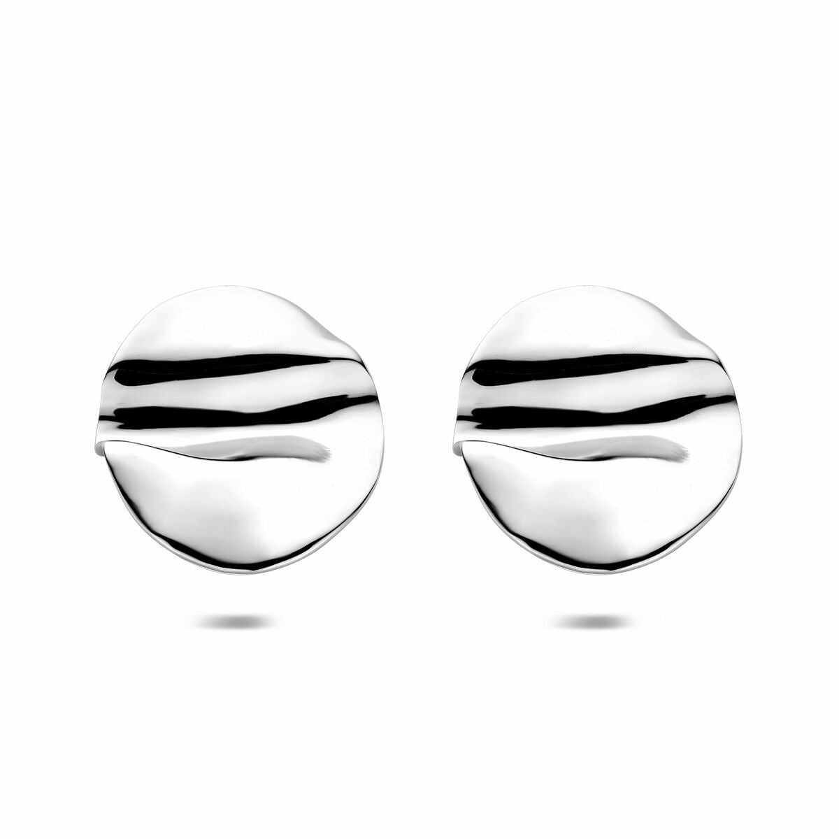 Pendientes de plata con forma redonda y acabado brillante, de 28x27 mm.