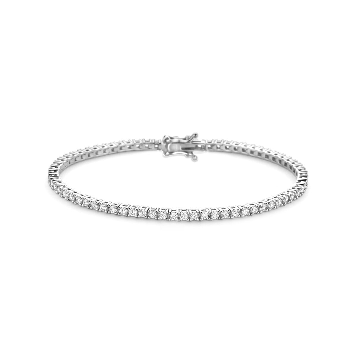 Pulsera de plata rodiada 925 con circonitas brillantes en un diseño delicado.