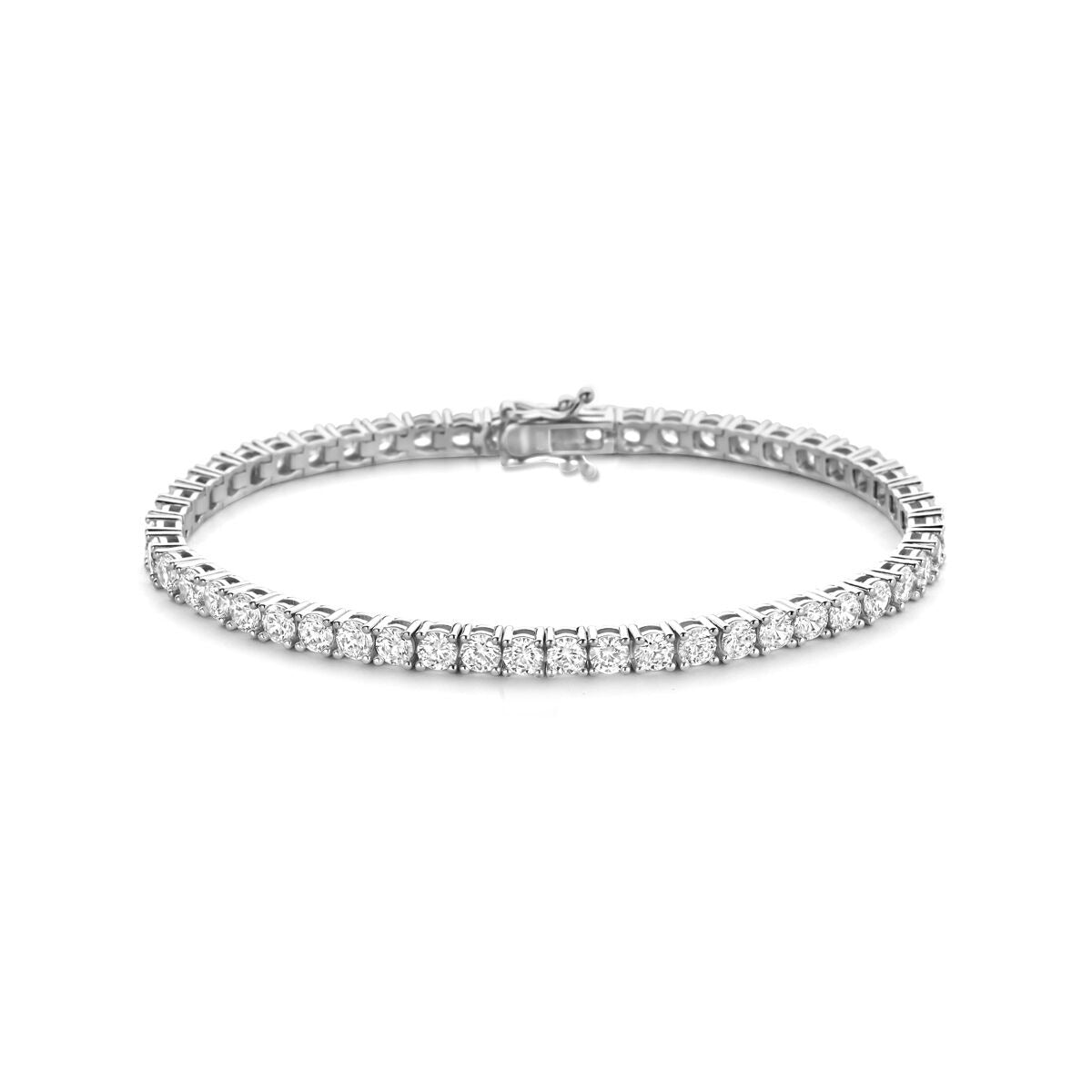 Pulsera de tenis de plata rodiada con circonitas, 3.8 mm de ancho.