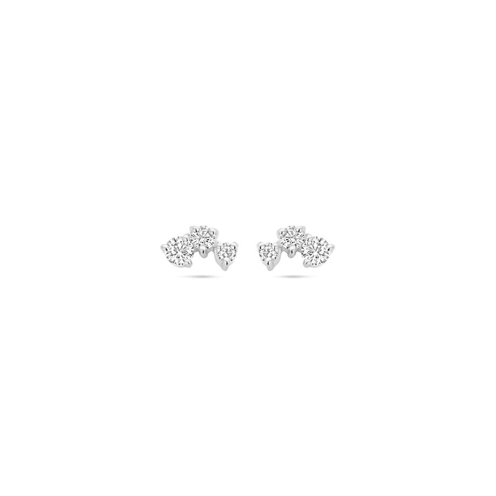 Zilveren dames oorknopjes met zirkonia – gerhodineerd 4.5 x 8 mm