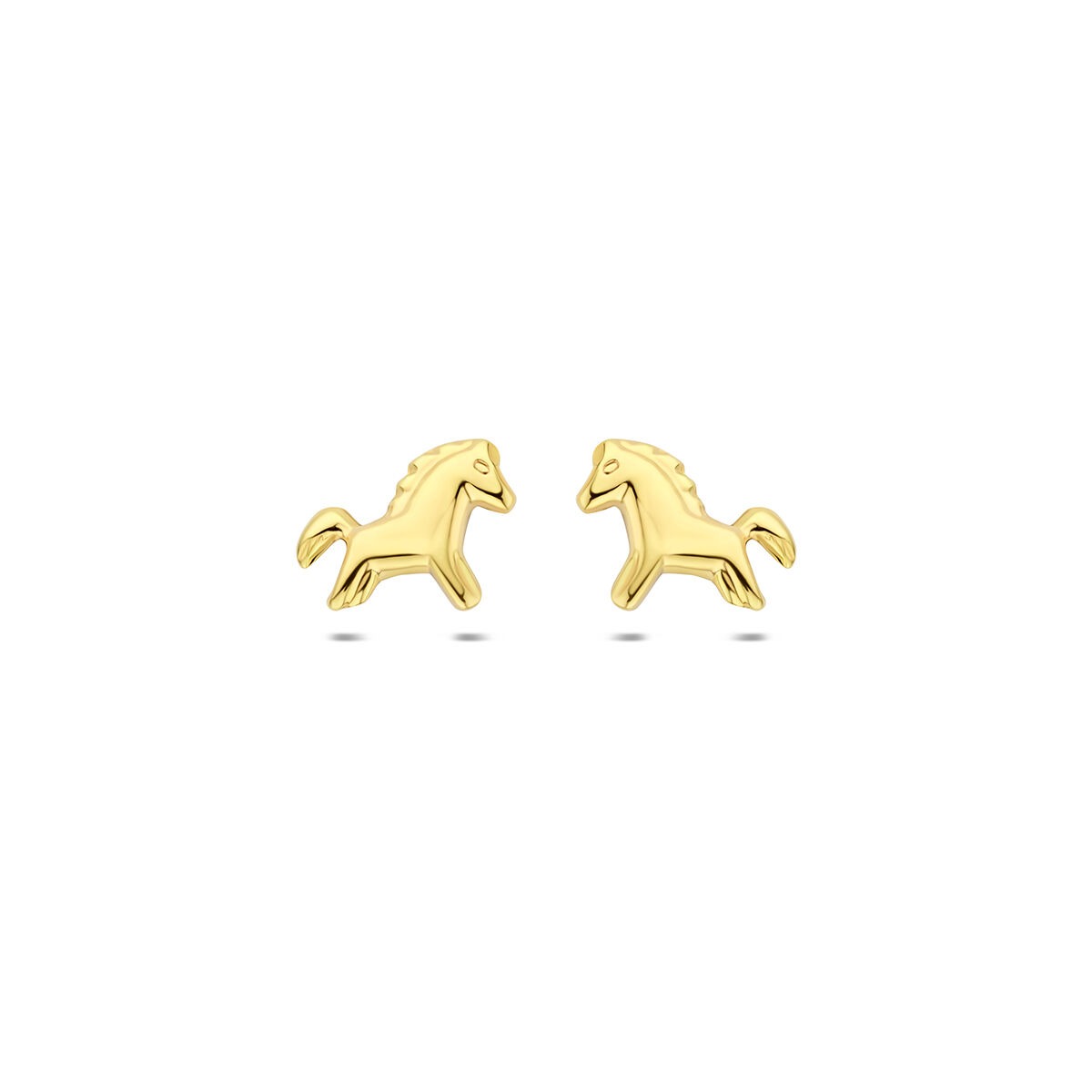 Pendientes de oro amarillo de 9 quilates con forma de caballo.