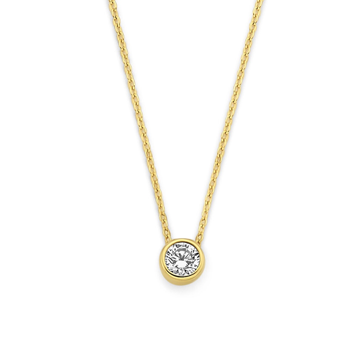 Cadena de oro amarillo de 9k con colgante de circonita brillante.
