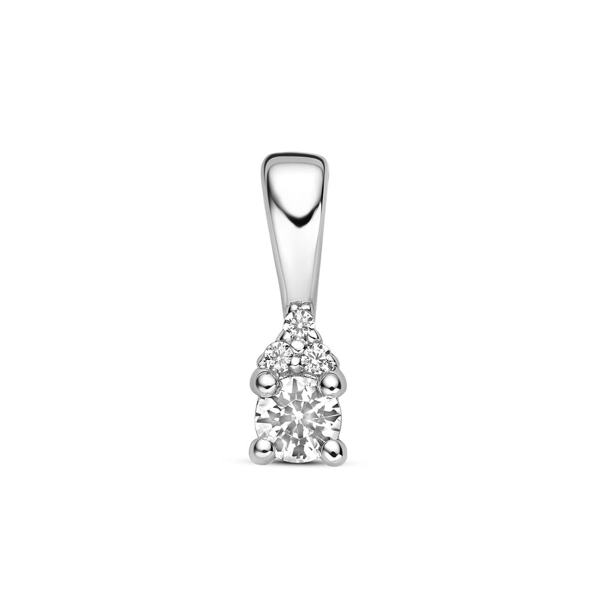 Colgante de plata 925 rodiada con zirconias brillantes, forma rectangular y acabado pulido.