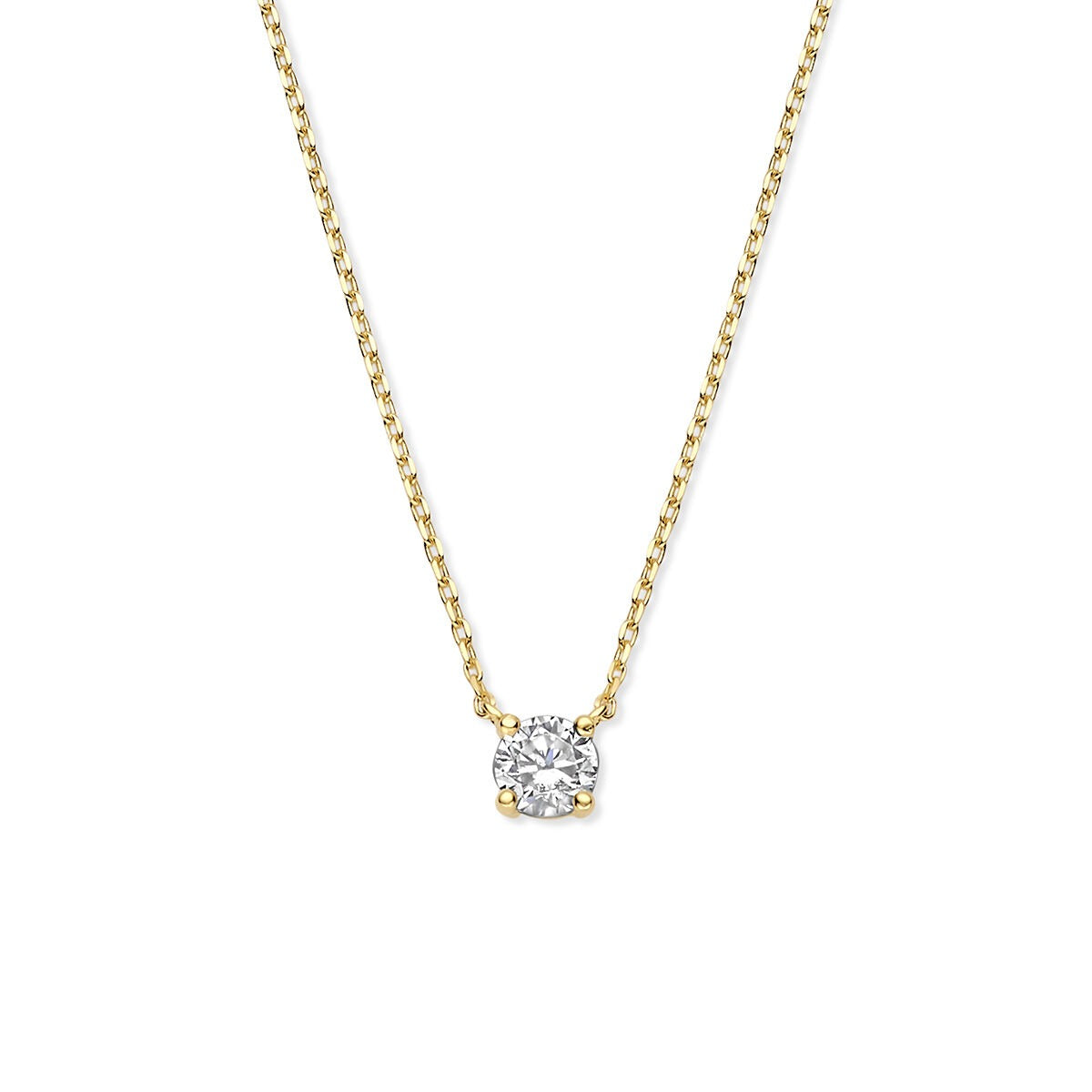 Collar de ancla en oro de 14k con un colgante de circonita brillante.