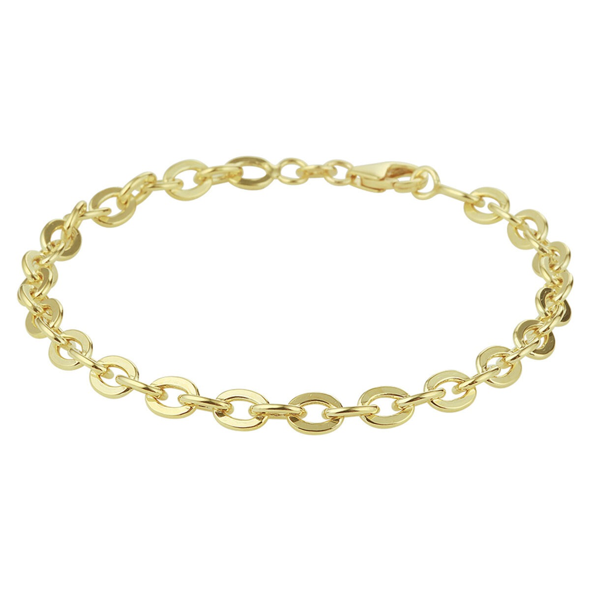 Pulsera de ancla de oro amarillo de 14 quilates con eslabones redondos.