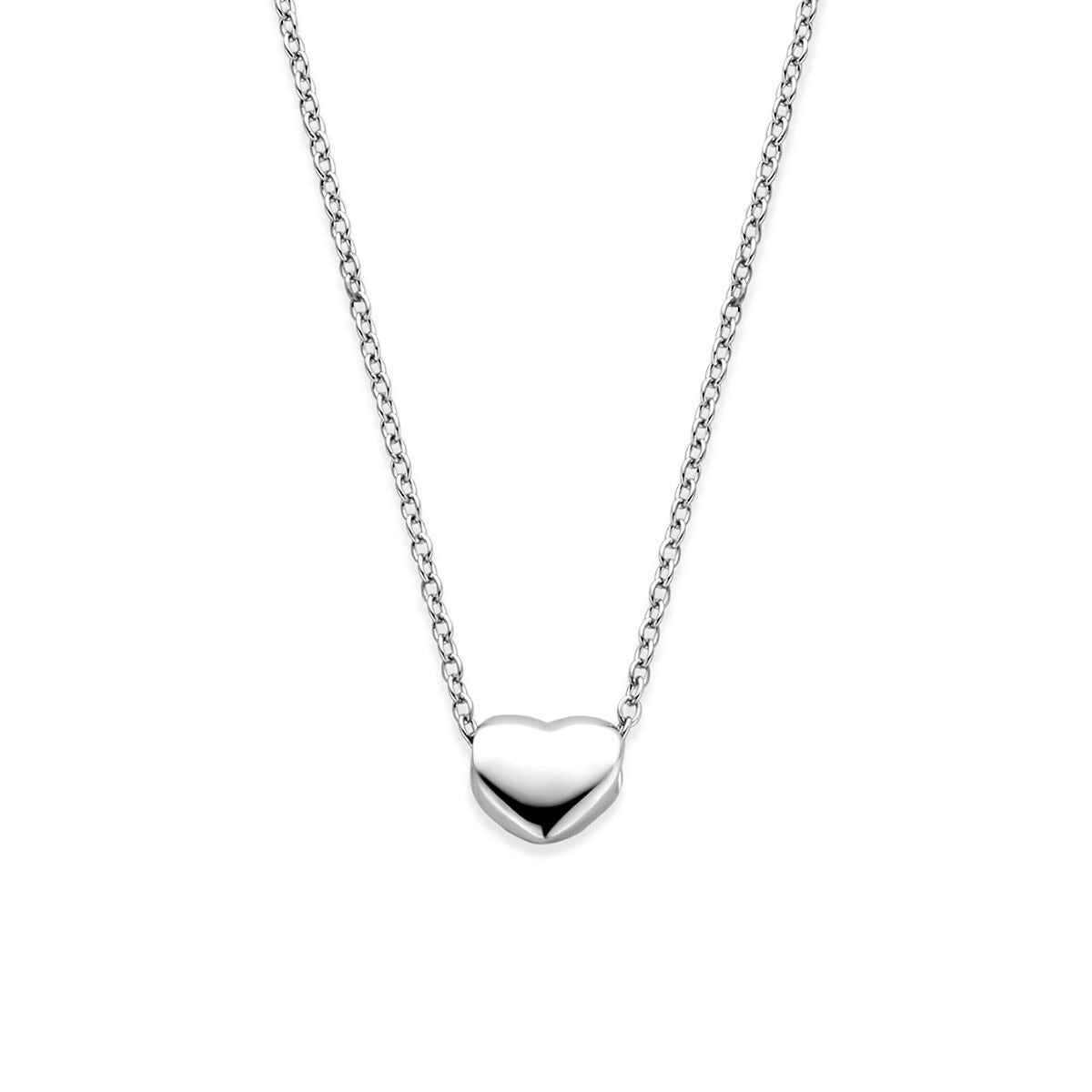 Collar de plata 925 rodiada con un colgante en forma de corazón.