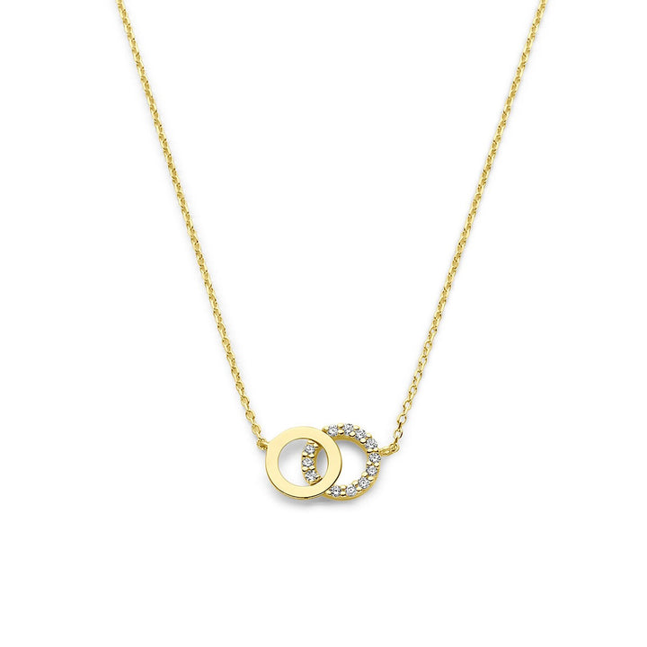 9k Geelgoudkleurig dames collier met zirkonia – verstelbaar tot 44 cm