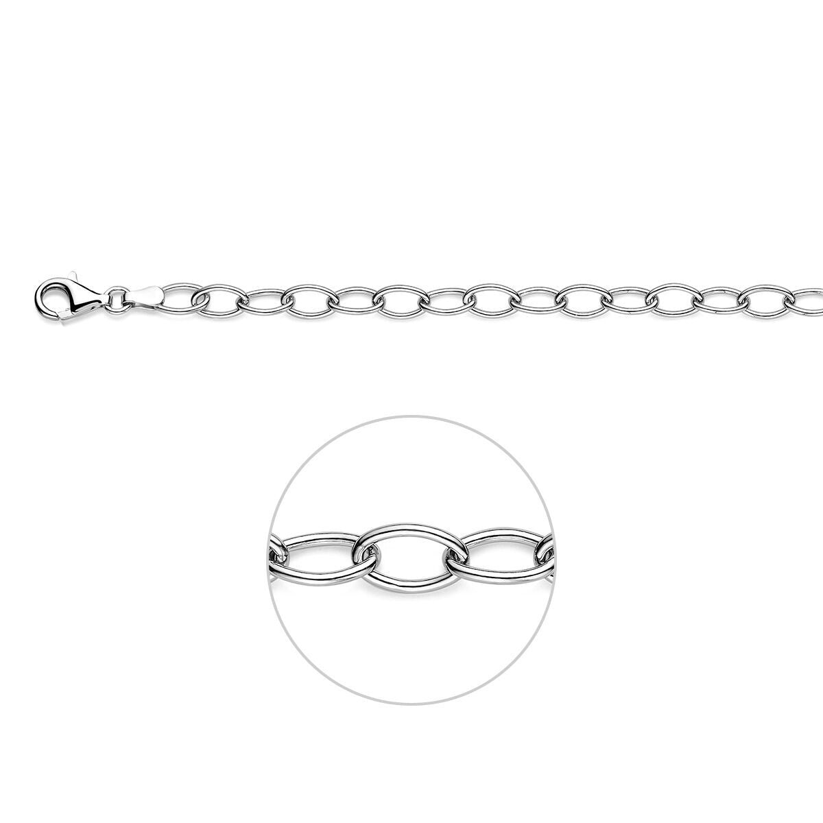 Pulsera de ancla de plata 925 con acabado en rodio y eslabones alargados.
