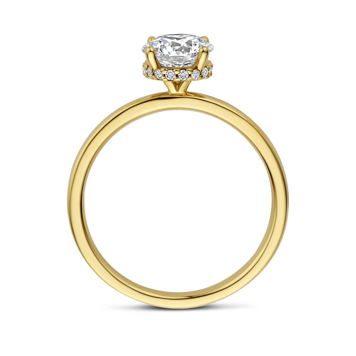 Anillo de oro amarillo de 14k con diamante cultivado en laboratorio de 1.07ct