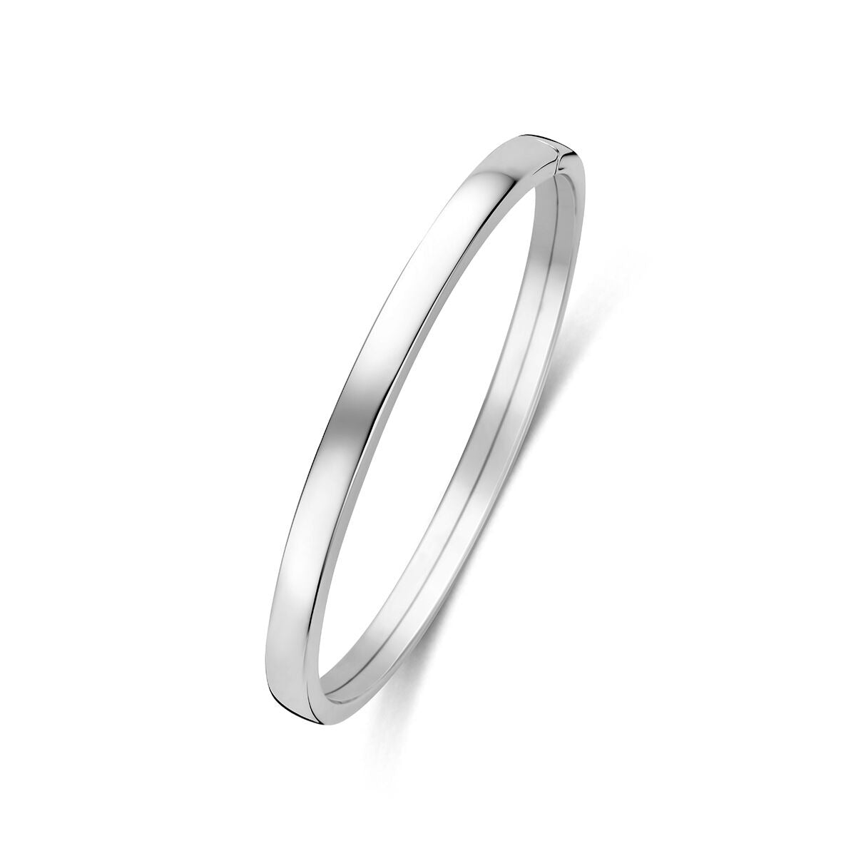 Brazalete de plata 925 con acabado en rodio, de forma delgada y lisa.