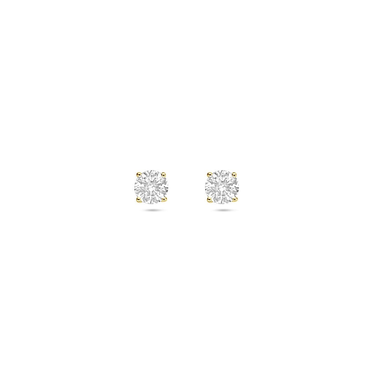Pendientes de oro amarillo de 14k con diamantes lab-grown de 0.50ct, forma redonda.