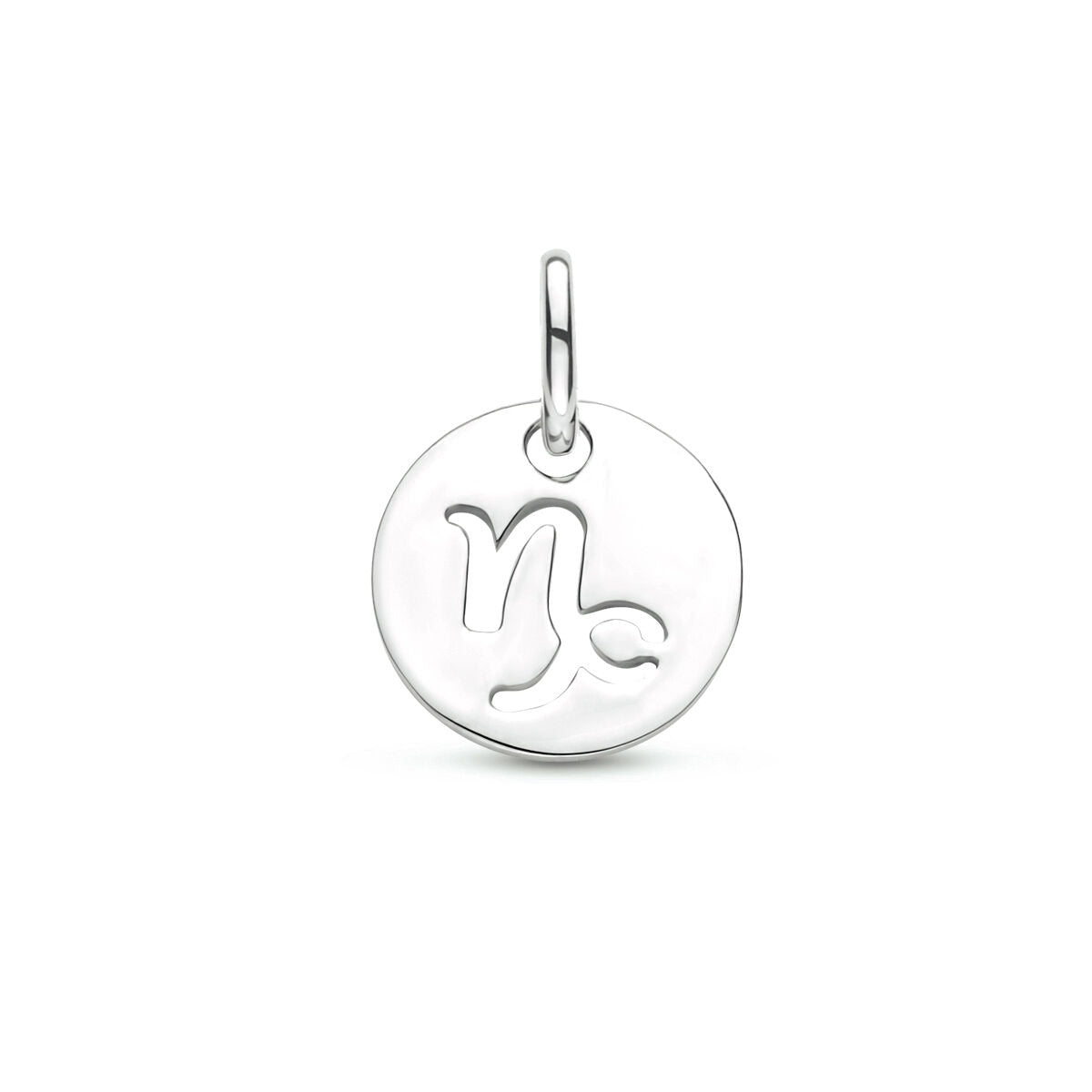 Colgante de plata 925 con el símbolo del zodiaco Capricornio en forma de medalla.