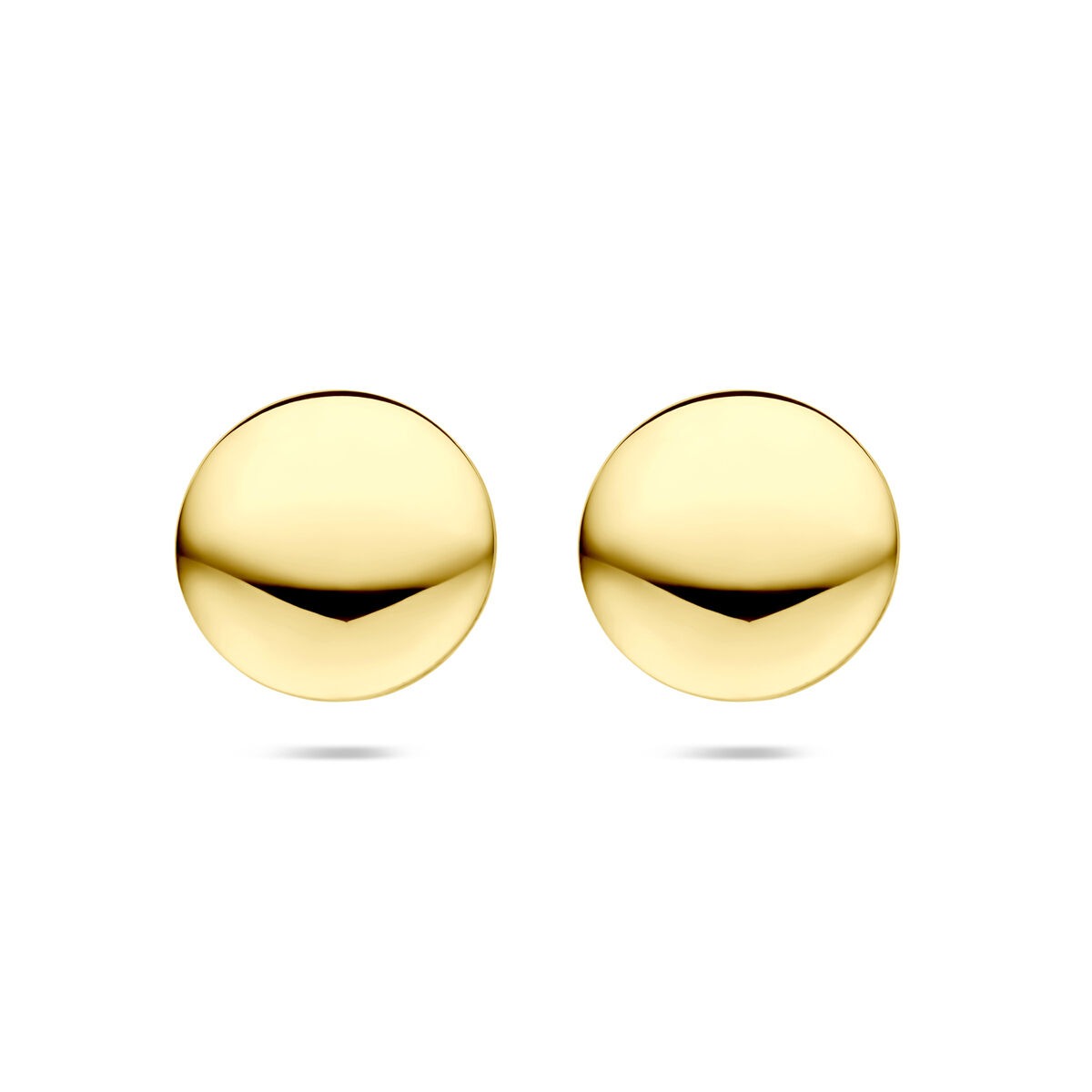 Pendientes de botón dorados de plata, redondos y de aproximadamente 20 mm.