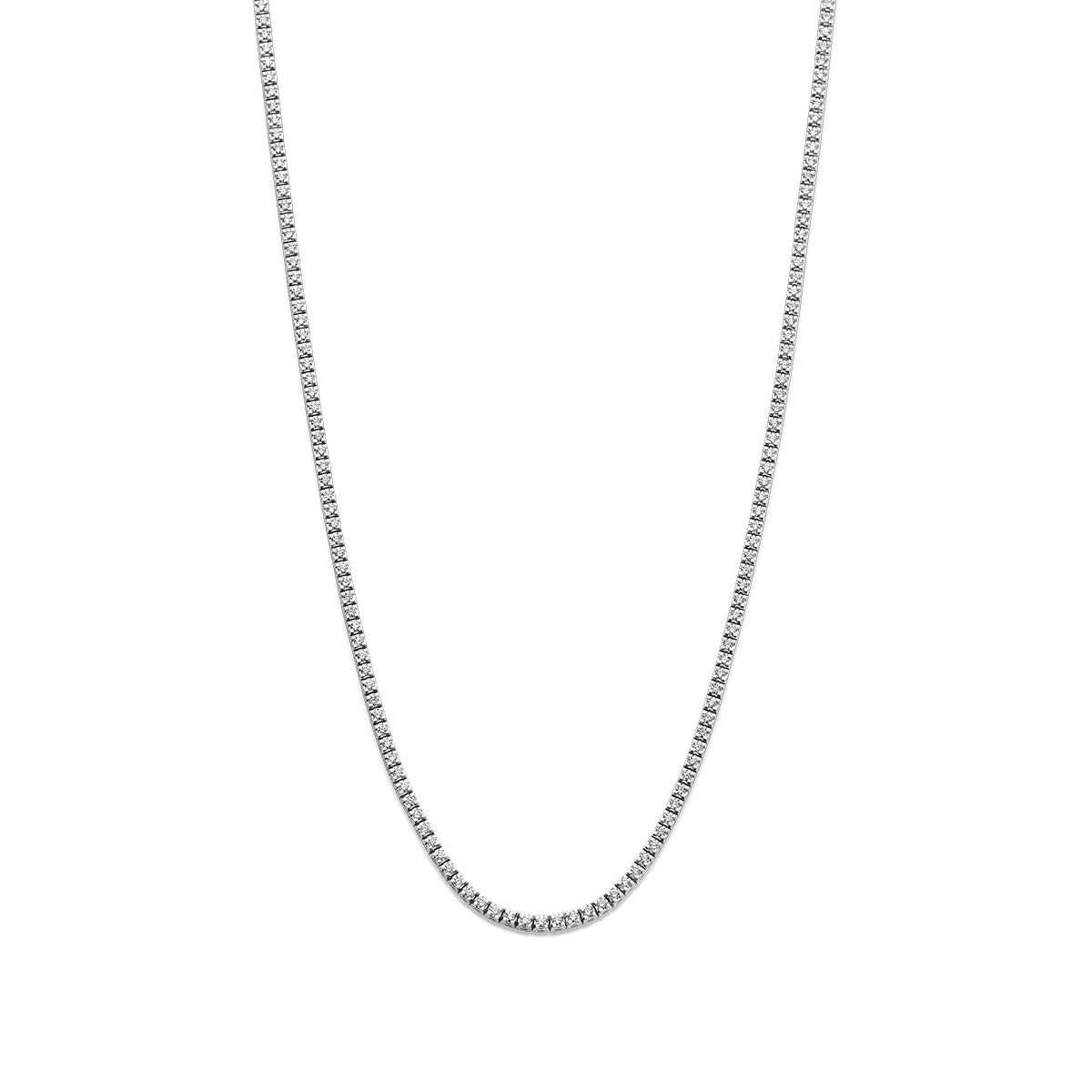 Collar de tenis de oro blanco de 14k con diamantes de 2.00 ct, diseño delicado y brillante.