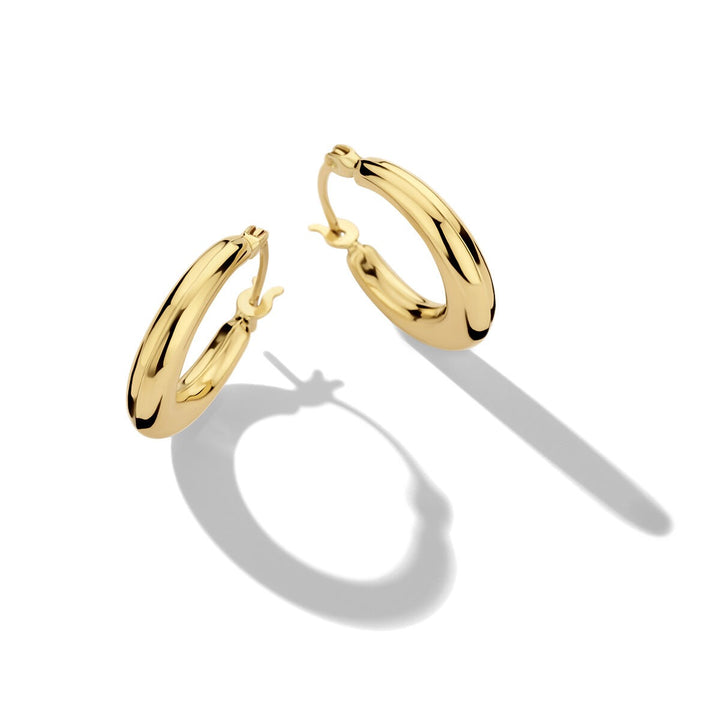 14k Geelgouden oorringen 14 mm
