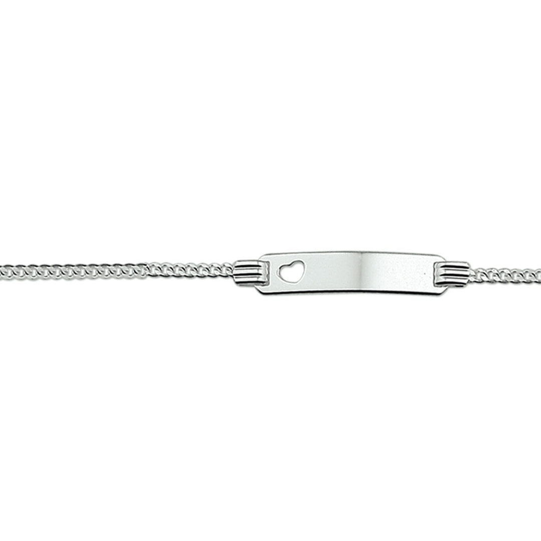 pulsera de grabado corazón gourmette placa 4,8 mm plata rodiada