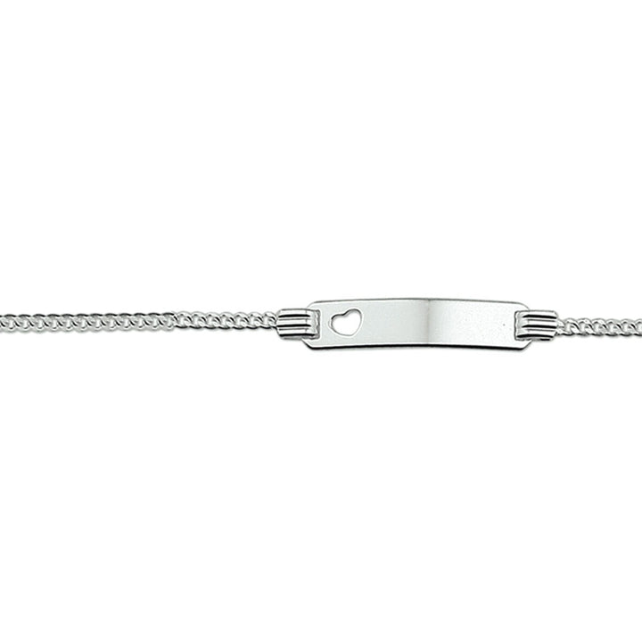 pulsera de grabado corazón gourmette placa 4,8 mm plata rodiada