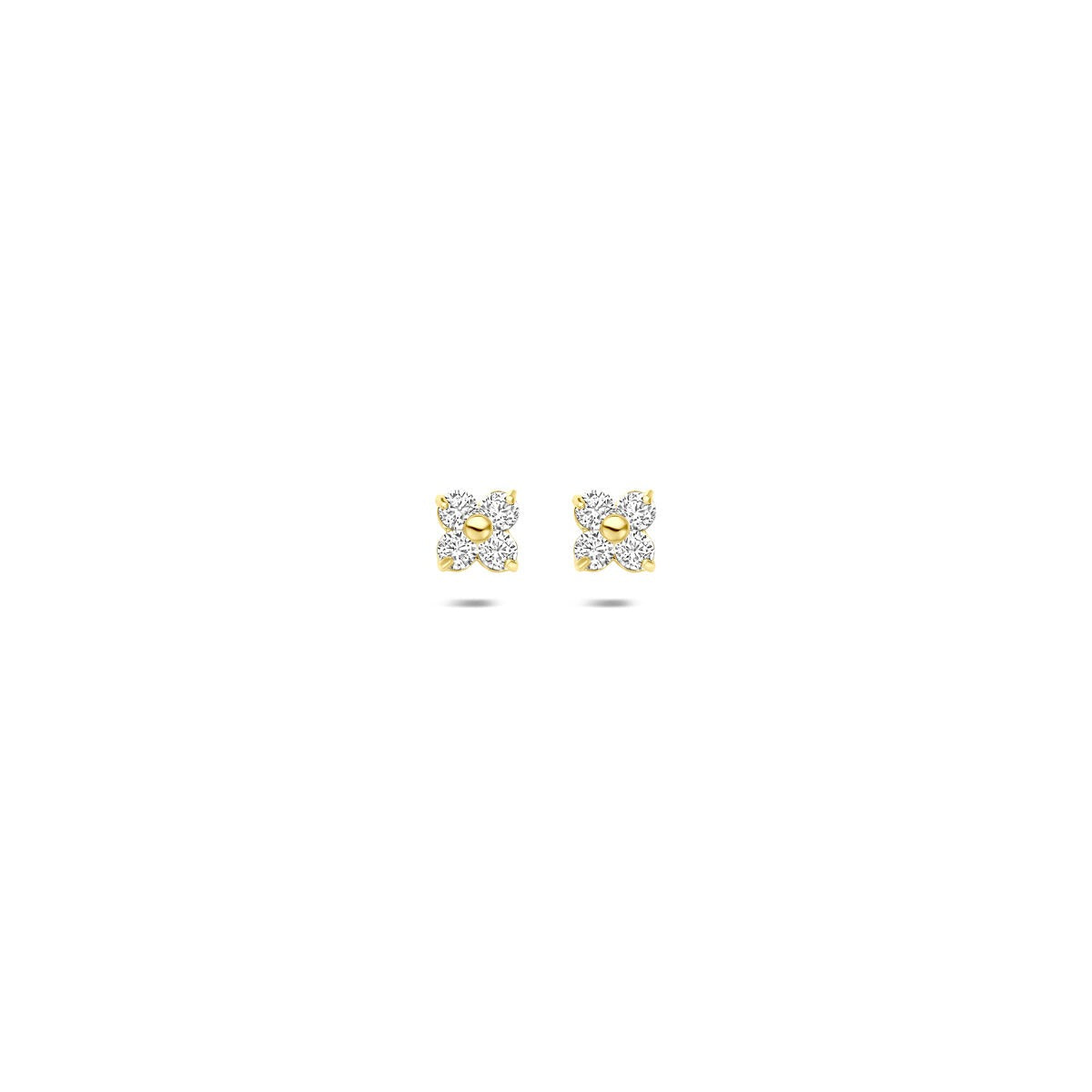 Pendientes de flor dorados con circonitas de 14k.