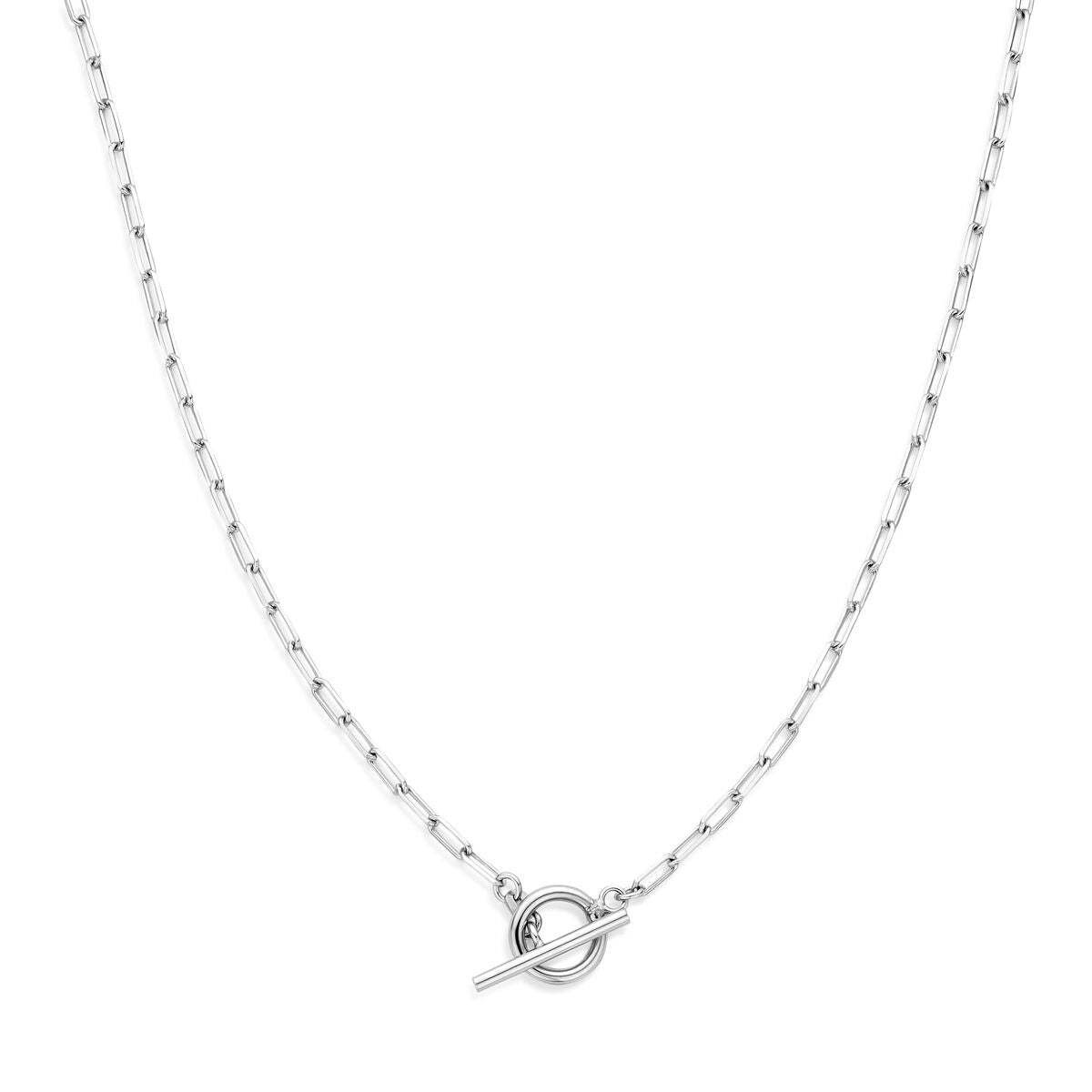 Gerhodineerd 925 zilveren collier met een schakelketting en een kapittelslot.