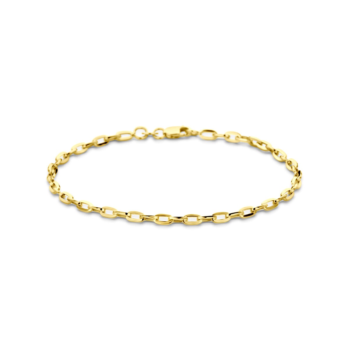 Pulsera de ancla de oro amarillo de 14 quilates con eslabones ovalados.