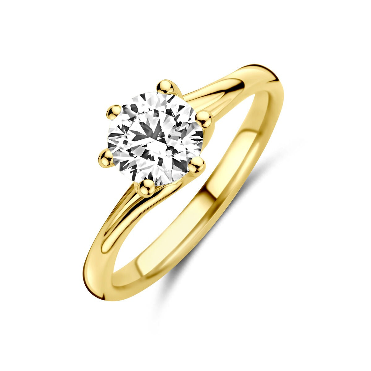 Anillo de oro amarillo de 14k con diamante lab-grown de 1.00 ct.