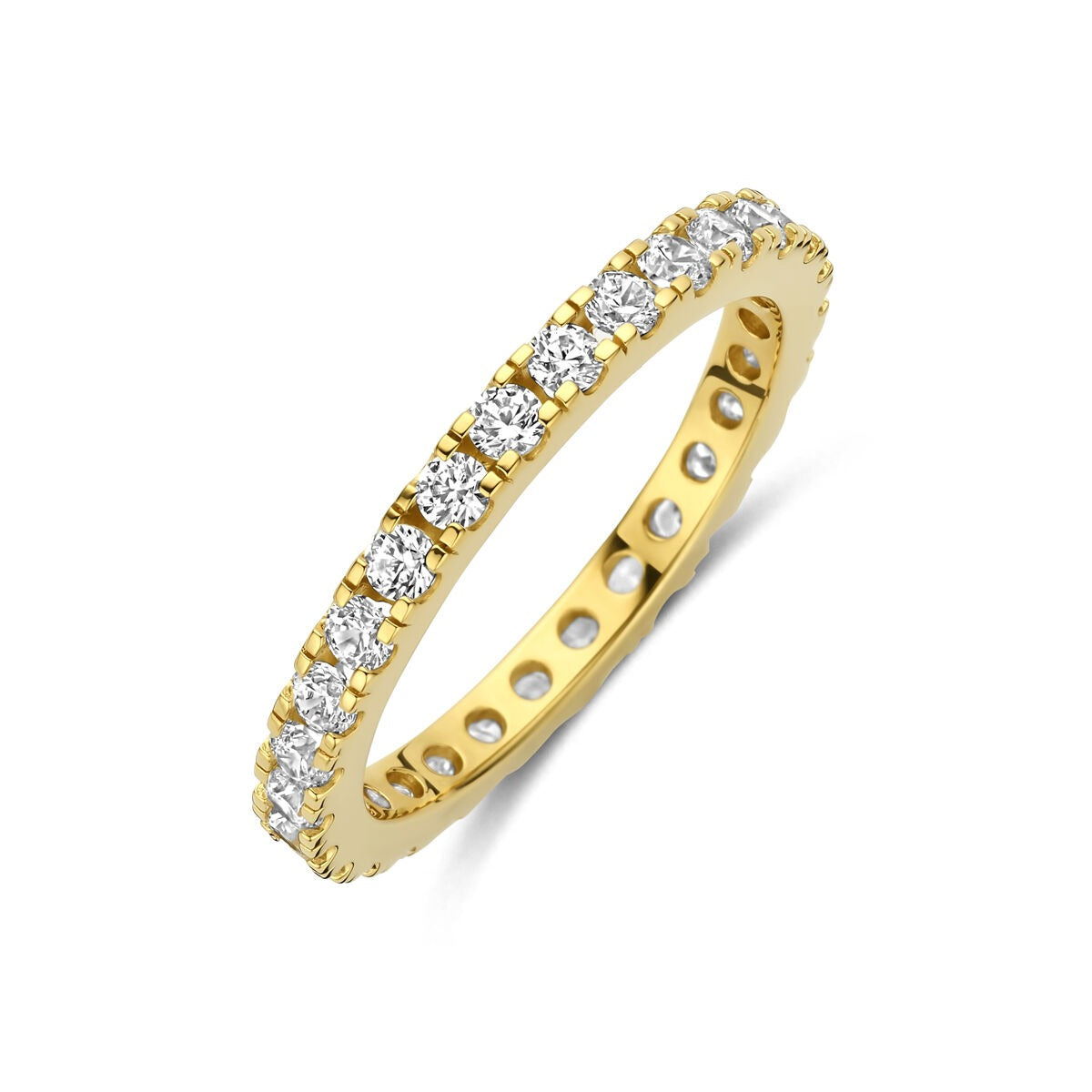 Anillo de plata 925 bañado en oro con circonitas de 2.2 mm.