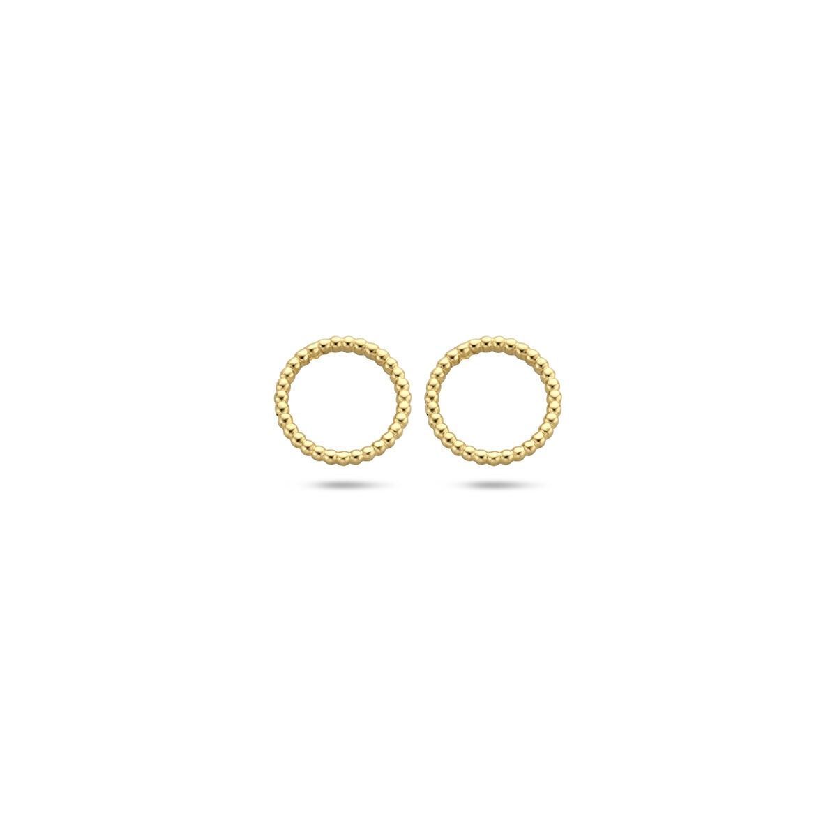Pendientes de aro dorados con diseño trenzado en oro de 14 quilates.