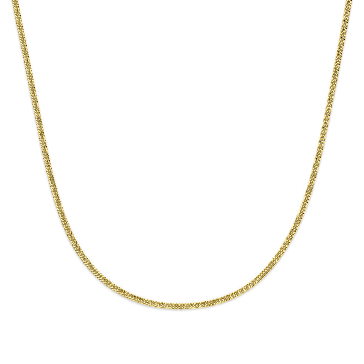 Collar gourmette de oro amarillo de 14k con núcleo de plata, longitud de 45 cm.