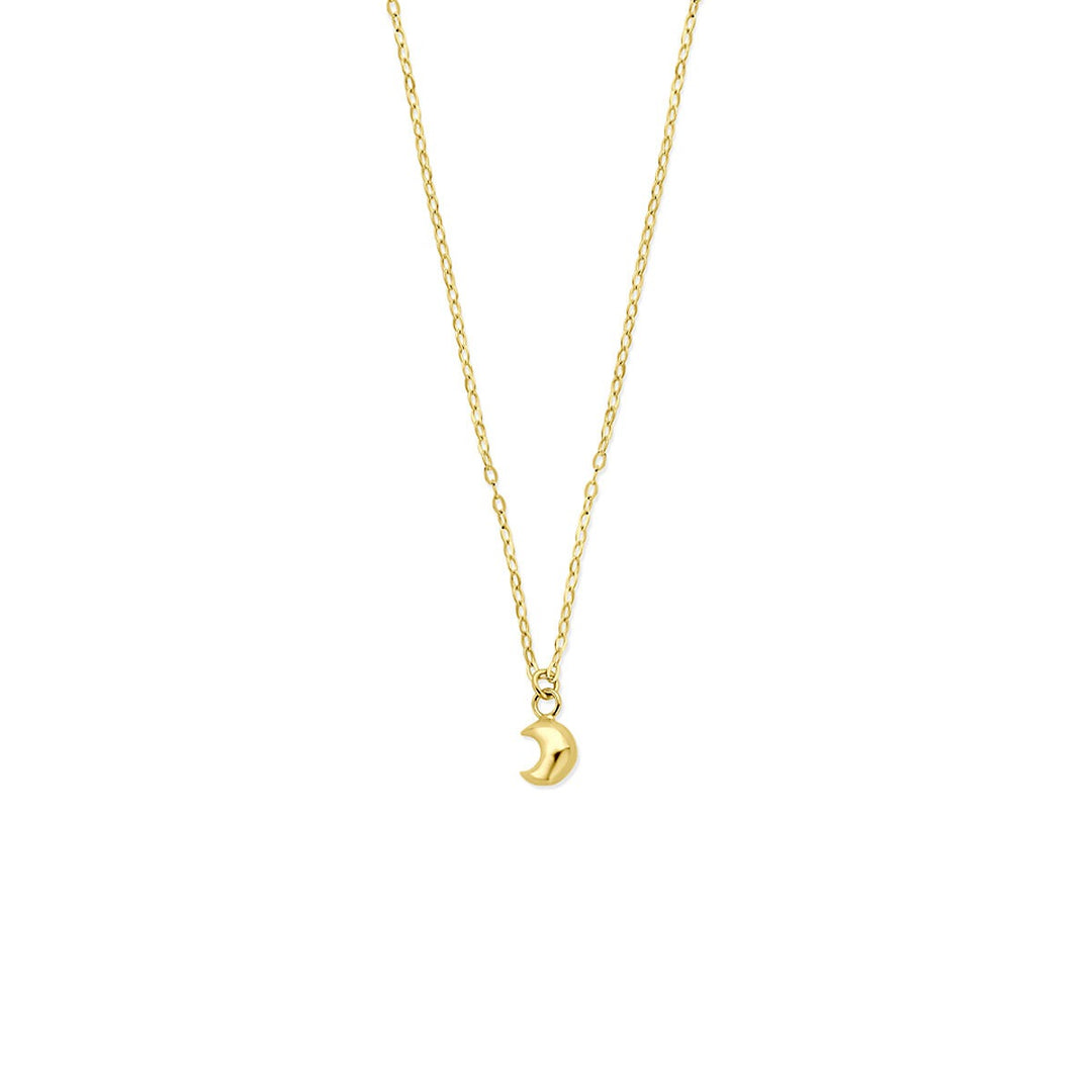 14k geelgouden ketting met maan hanger