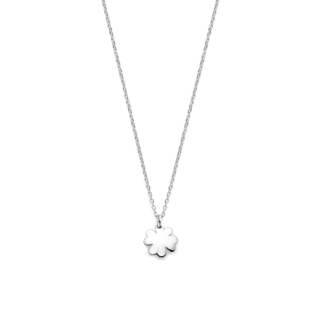 Gerhodineerd 925 zilveren ketting met klaver