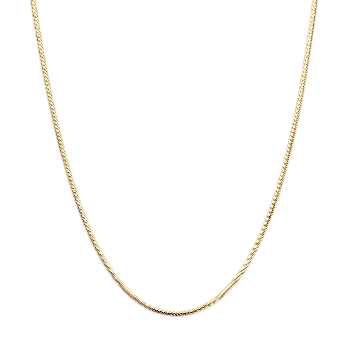 Collar de serpiente de oro amarillo de 14 quilates, con un diseño delgado y suave.