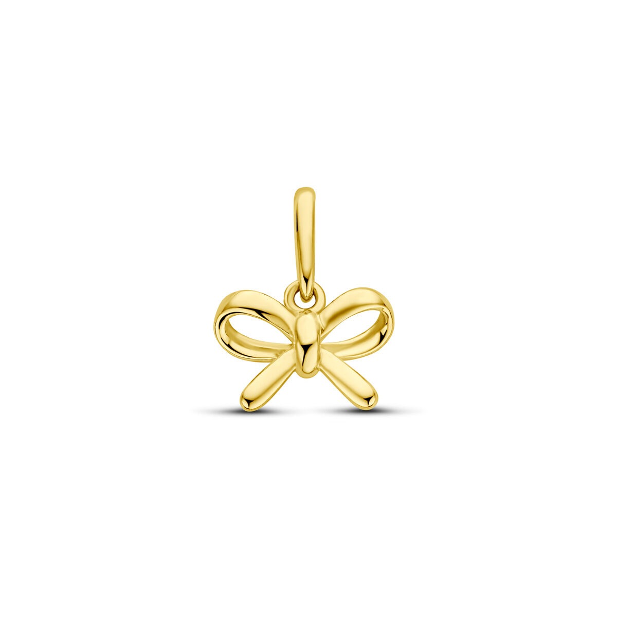 Colgante de oro amarillo de 14 quilates en forma de lazo.