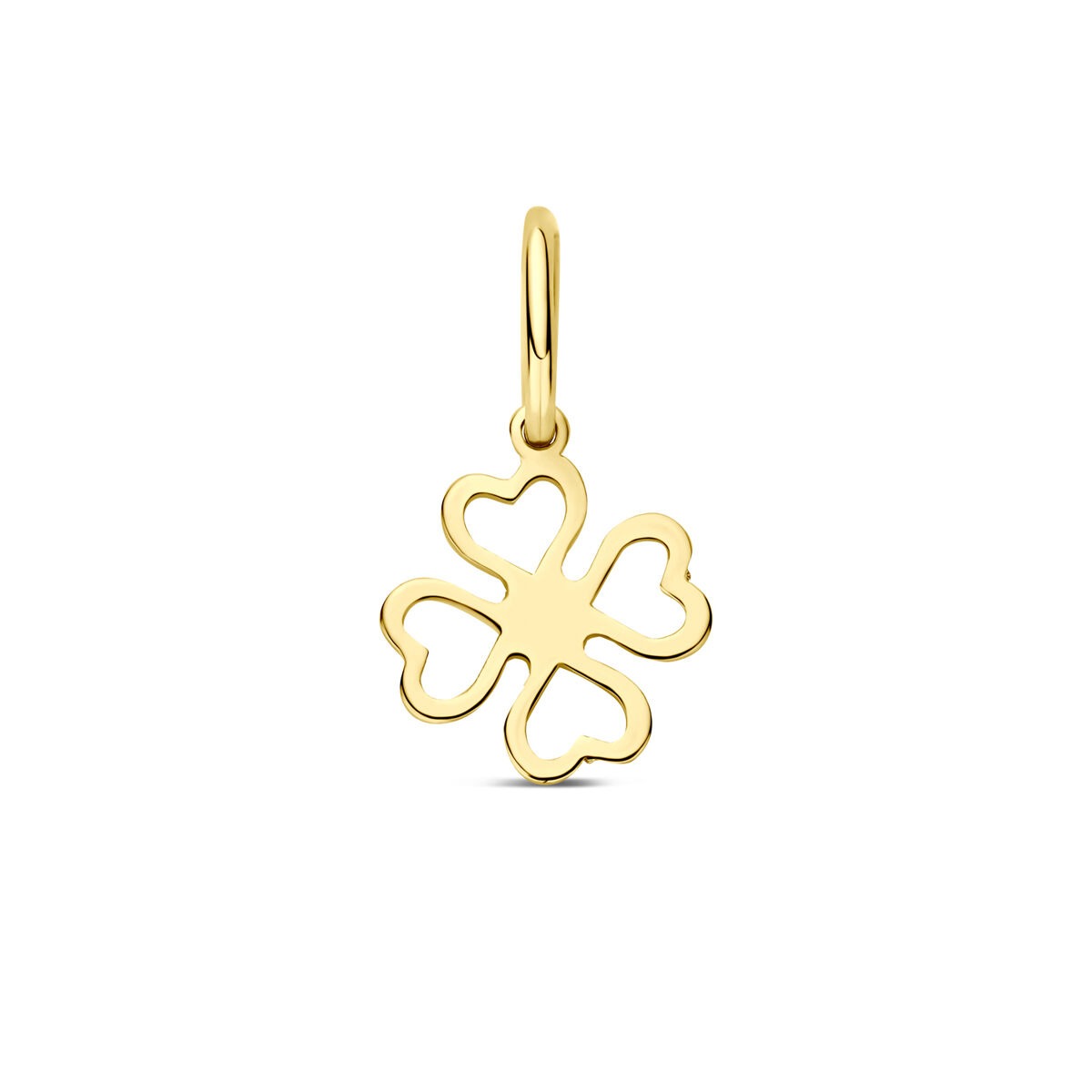 Colgante de trébol de oro amarillo de 9 quilates con diseño de corazones.