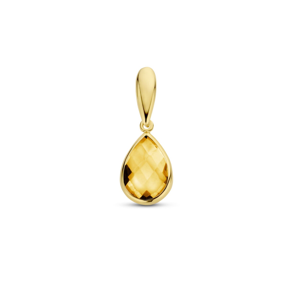 Colgante de oro amarillo de 9 quilates con citrino en forma de gota.