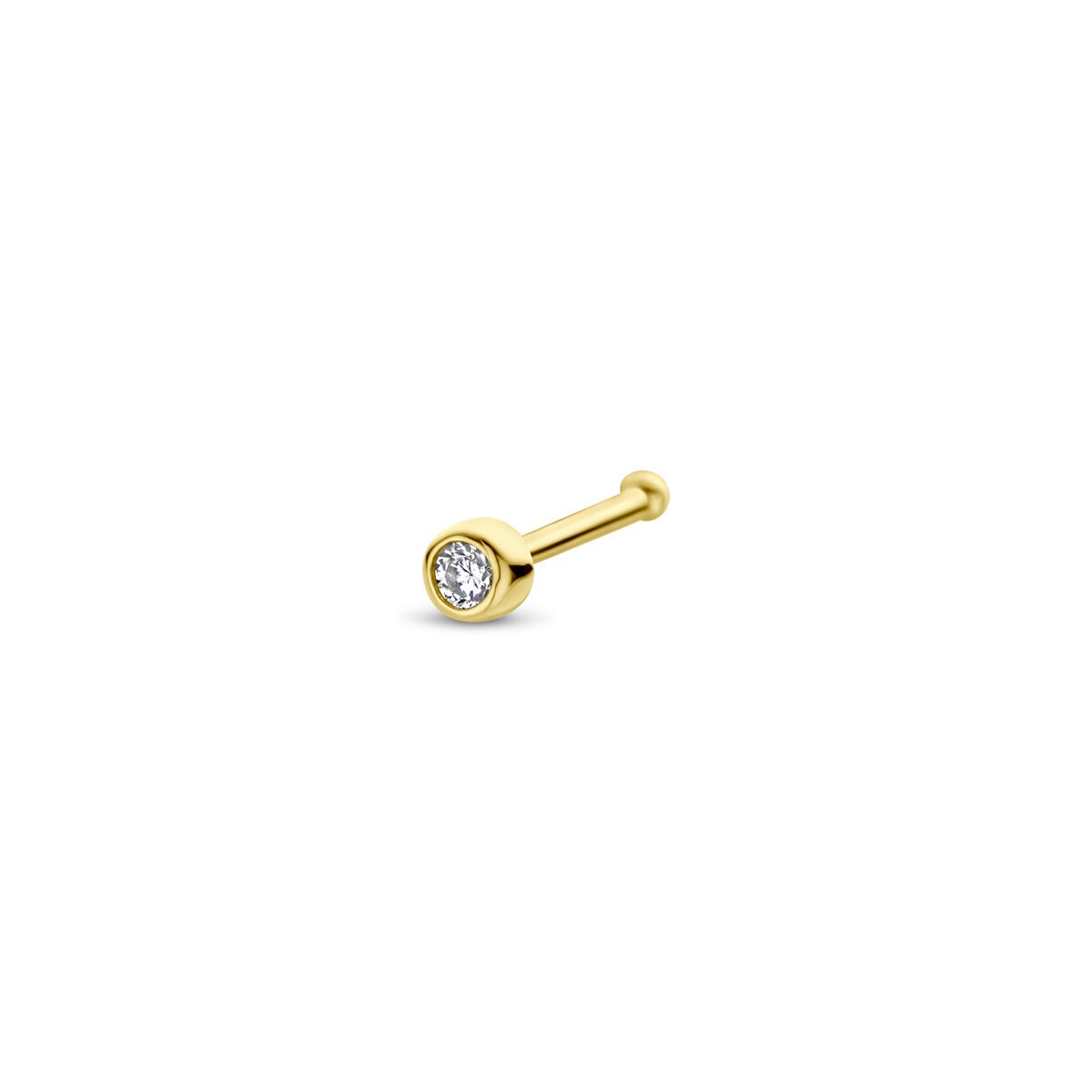 Nariz de oro amarillo de 14k con circonita tallada en brillante.