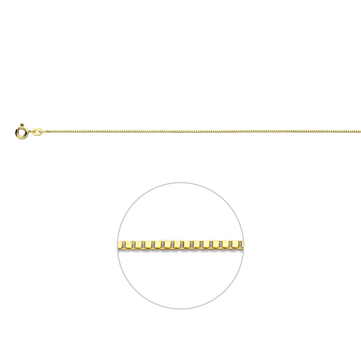 Pulsera de oro amarillo de 14k con eslabones venecianos de 0.8 mm.