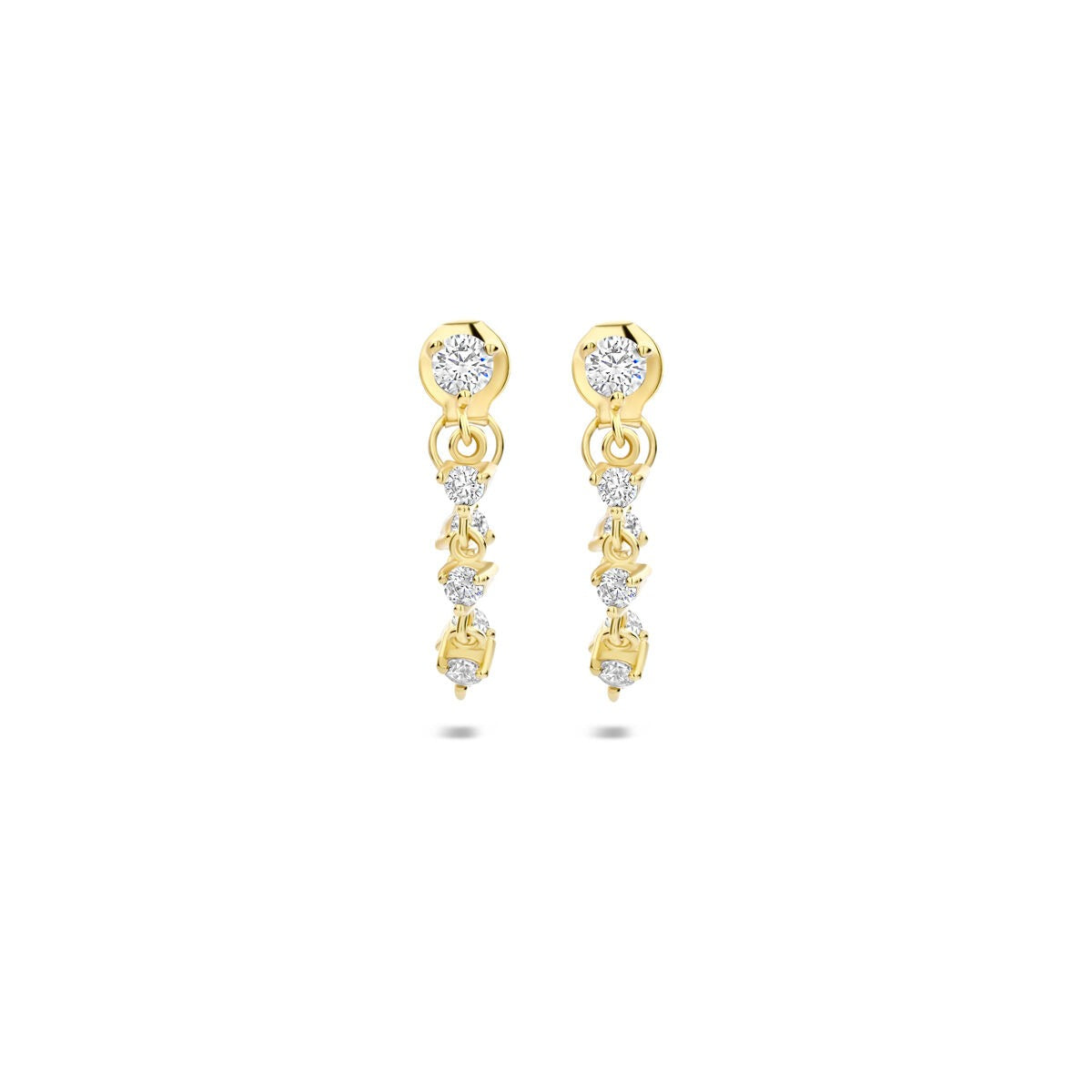 Pendientes largos de plata 925 bañados en oro con circonitas brillantes.