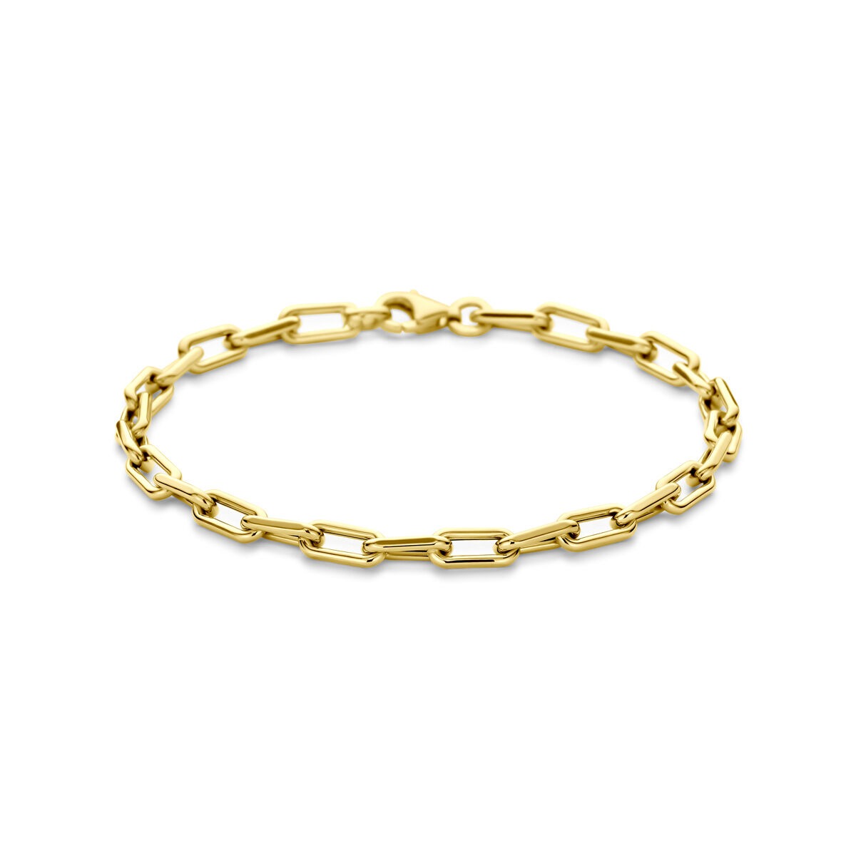 Pulsera dorada de 14k con eslabones en forma de ancla de 4 mm.
