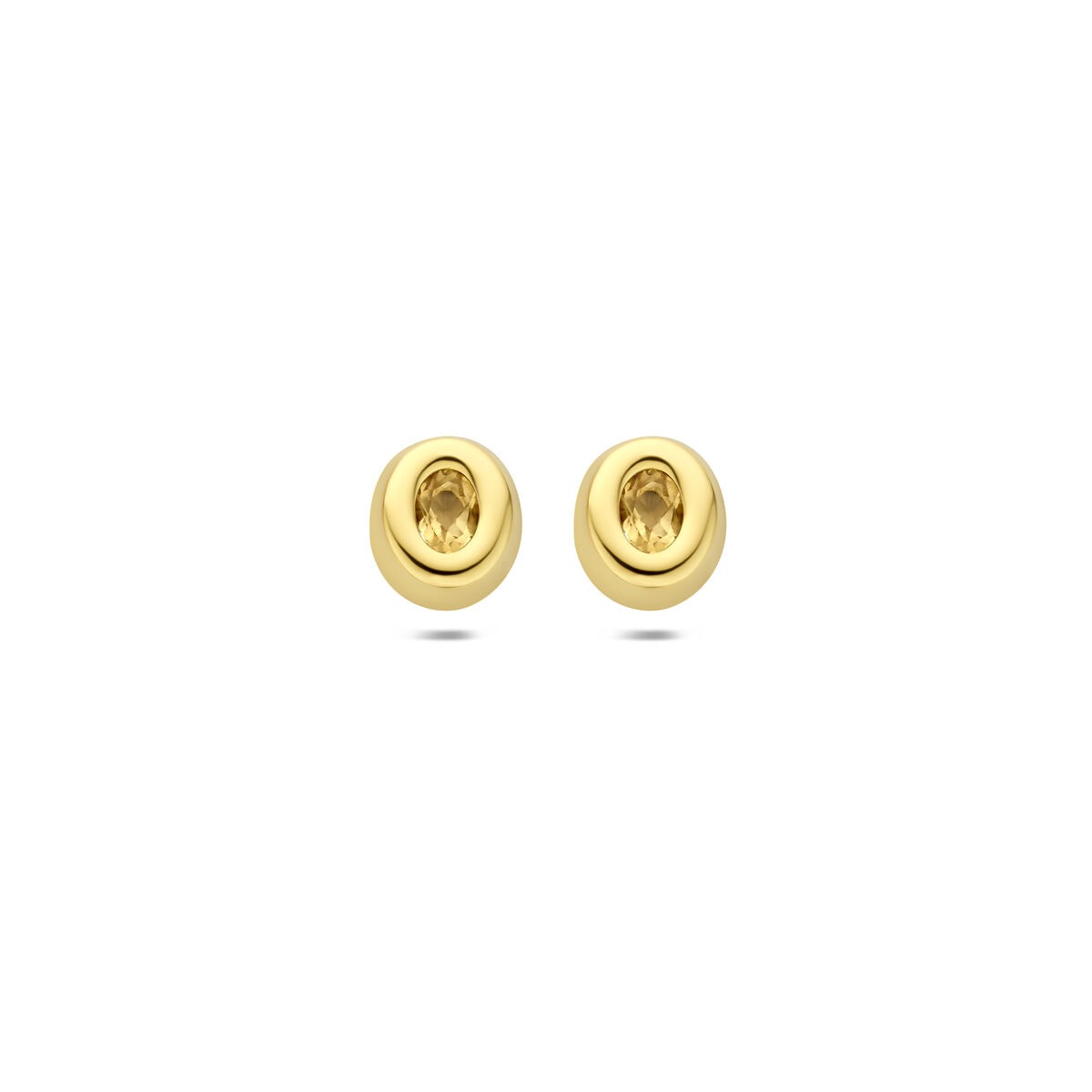 Pendientes de oro amarillo de 9 quilates con citrino en forma ovalada.