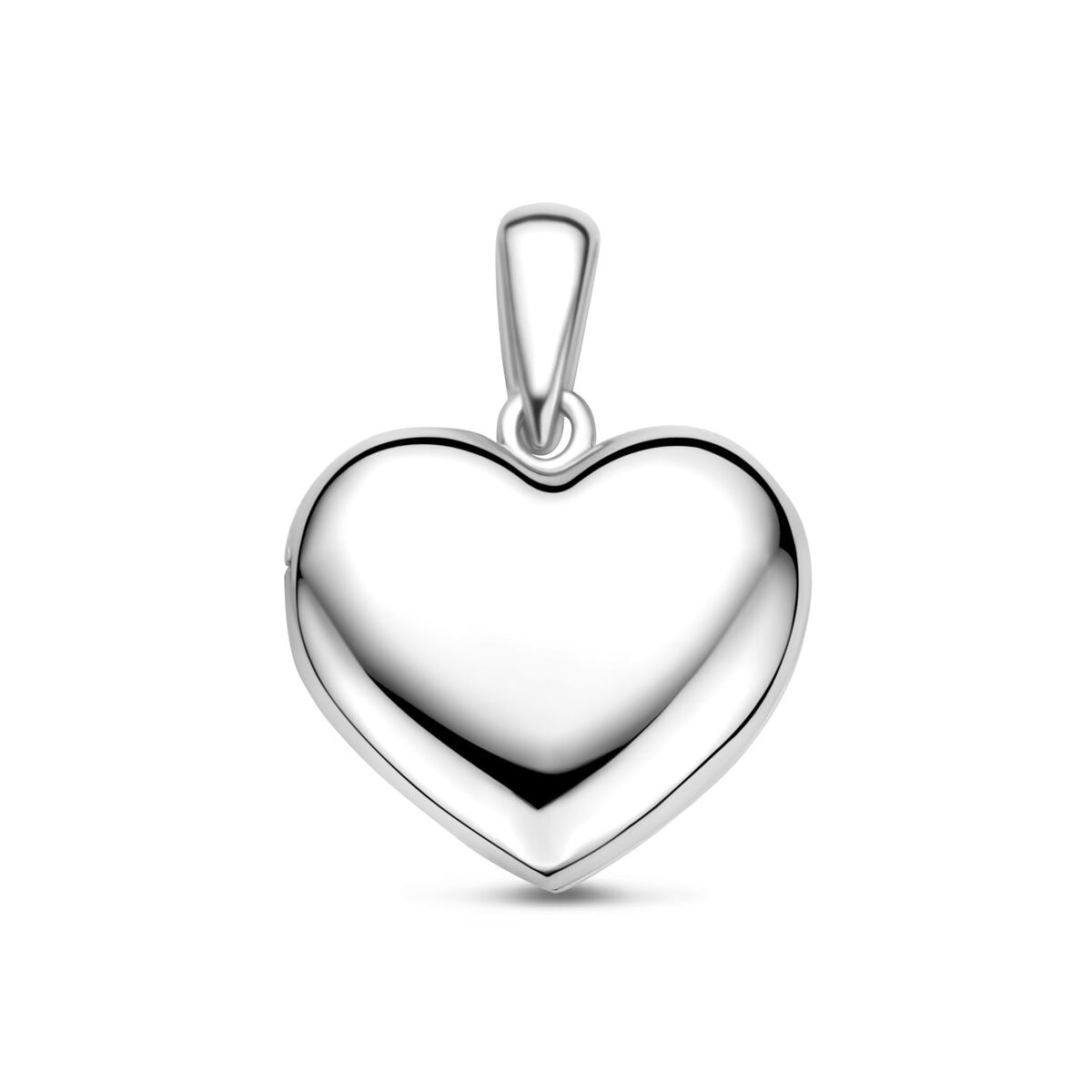 Colgante en forma de corazón de plata 925 con acabado en rodio.