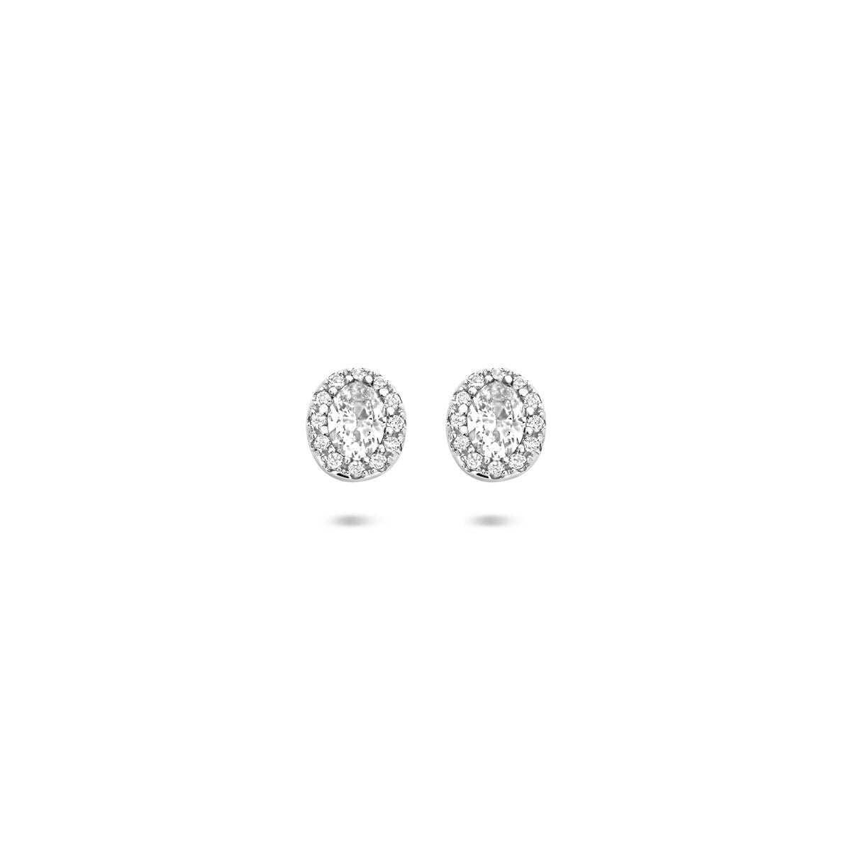 Pendientes de primera puesta de plata 925 rodiada con circonitas brillantes.